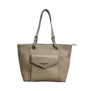 karl lagerfeld | designer taupe leather satchel shoulder shopper work tote bag